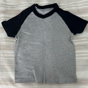 Gray and Navy John Galt Baby Tee